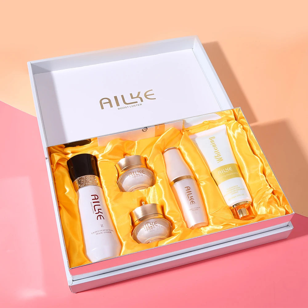 AILKE White Rose Whitening Face Care Set – Hyaluronic Acid, Anti-Wrinkle & Dark Spot Reduction