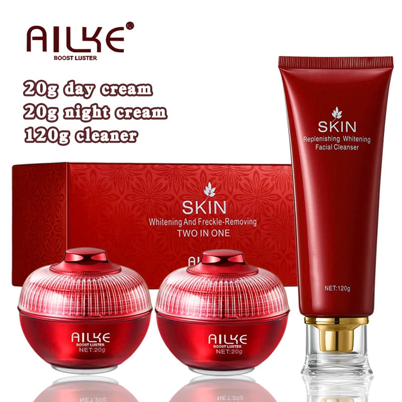 AILKE Brightening Face Care Set – Hyaluronic Acid, Dark Spot & Freckle Reduction
