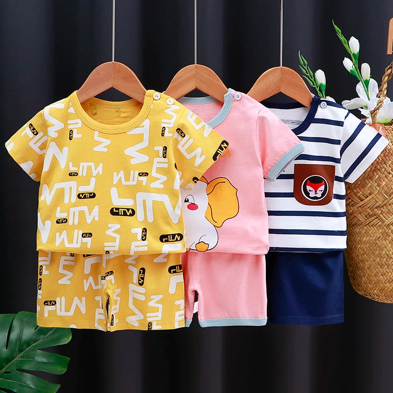 Kids Cotton T-Shirt & Shorts Set | Unisex Cartoon Summer 2-Piece Outfit for Baby & Toddlers Ages 6M–4T