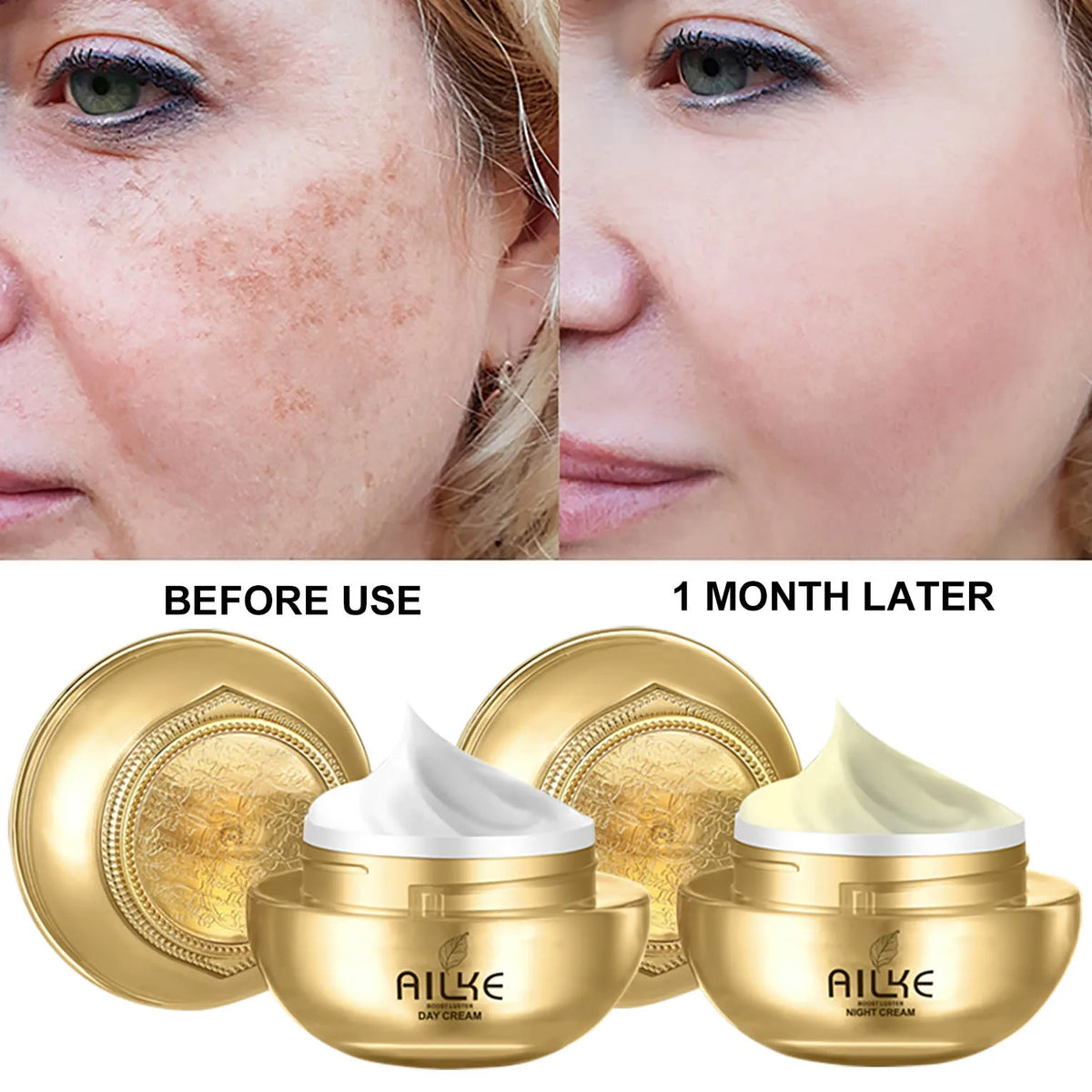 AILKE 24K Gold Collagen Whitening Skin Care Set – Anti-Wrinkle & Dark Spot Reduction