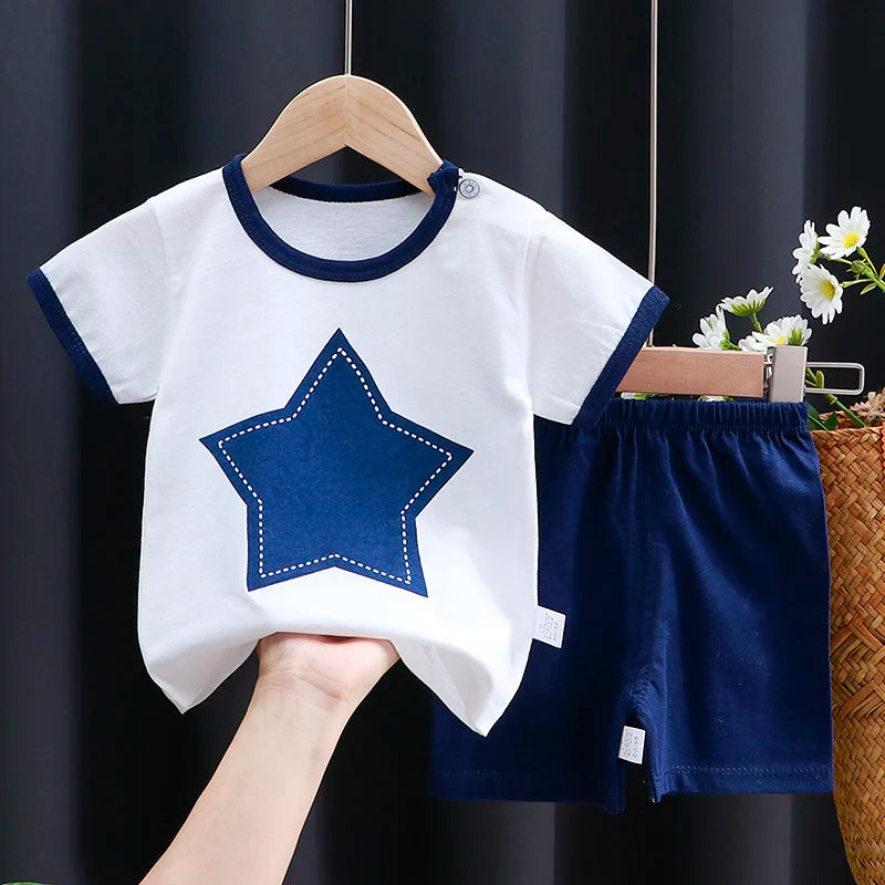 Kids Cotton T-Shirt & Shorts Set | Unisex Cartoon Summer 2-Piece Outfit for Baby & Toddlers Ages 6M–4T