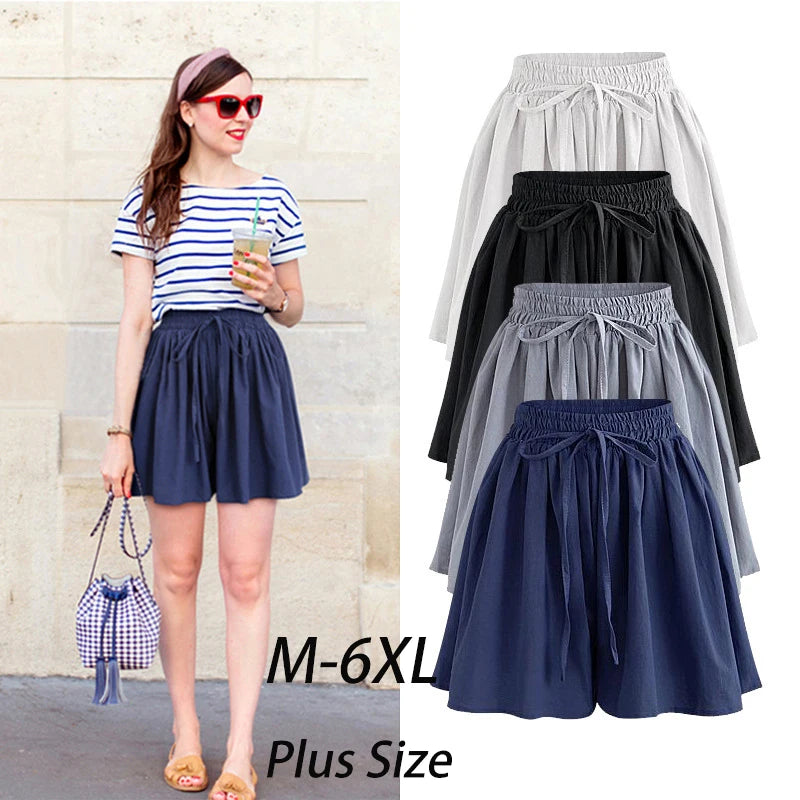 Women's High Waist Chiffon Shorts – Loose Casual Summer Slacks | M–6XL