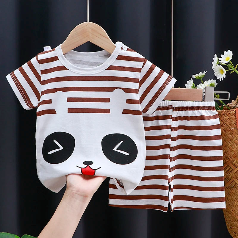 Kids Cotton T-Shirt & Shorts Set | Unisex Cartoon Summer 2-Piece Outfit for Baby & Toddlers Ages 6M–4T