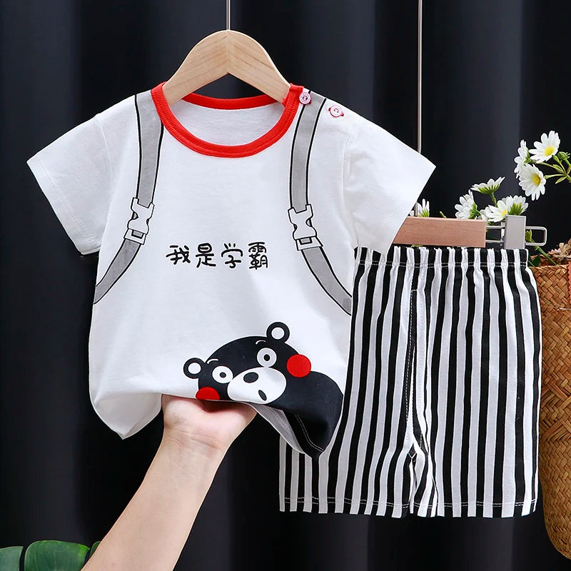 Kids Cotton T-Shirt & Shorts Set | Unisex Cartoon Summer 2-Piece Outfit for Baby & Toddlers Ages 6M–4T