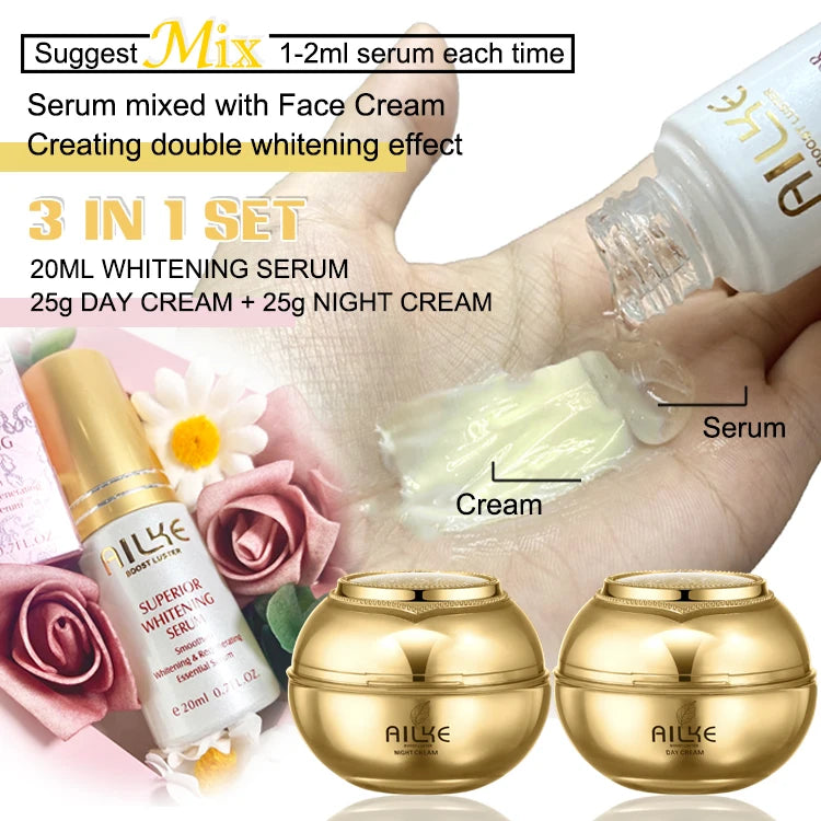 AILKE 24K Gold Collagen Whitening Skin Care Set – Anti-Wrinkle & Dark Spot Reduction
