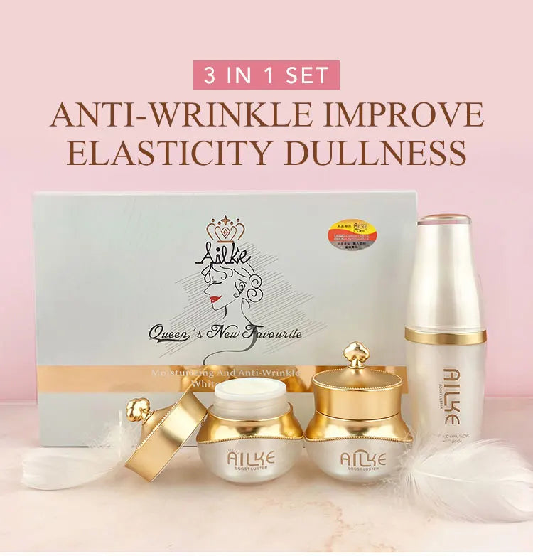 AILKE White Rose Whitening Face Care Set – Hyaluronic Acid, Anti-Wrinkle & Dark Spot Reduction