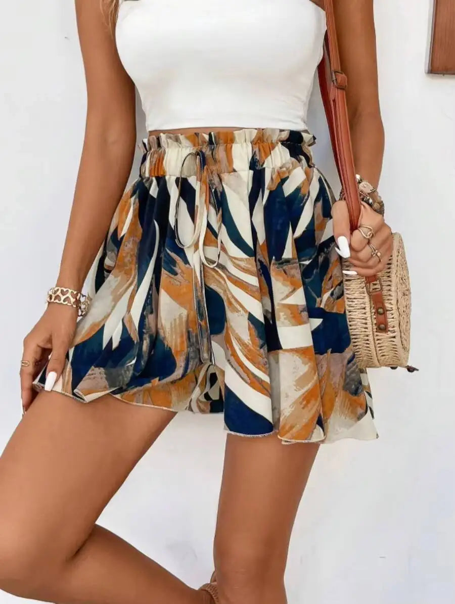Women's Floral Print High Waist Shorts – Boho Beach Casual | S–XXL