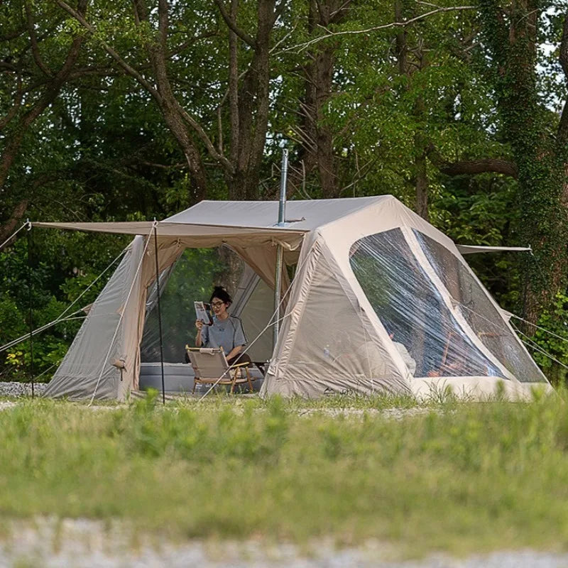 Self-Inflating Camping Tent – Large Space, Windproof & Breathable | 4-Season