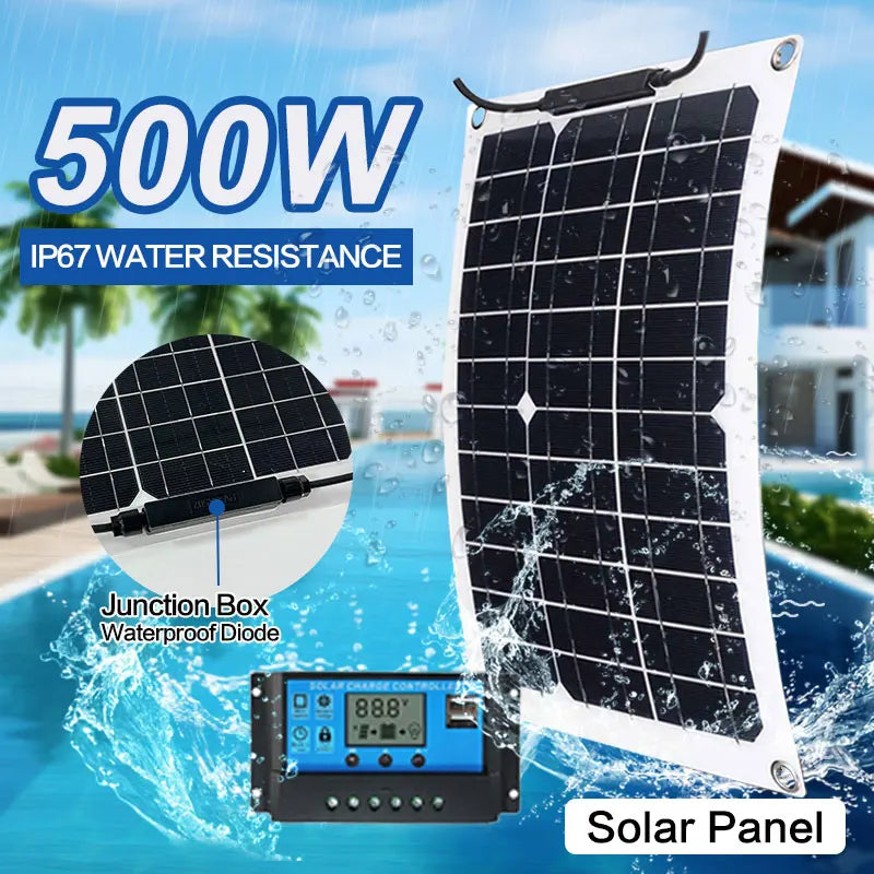 500W Flexible Solar Panel – Lightweight Mobile Power Supply for Home, Camping & RV