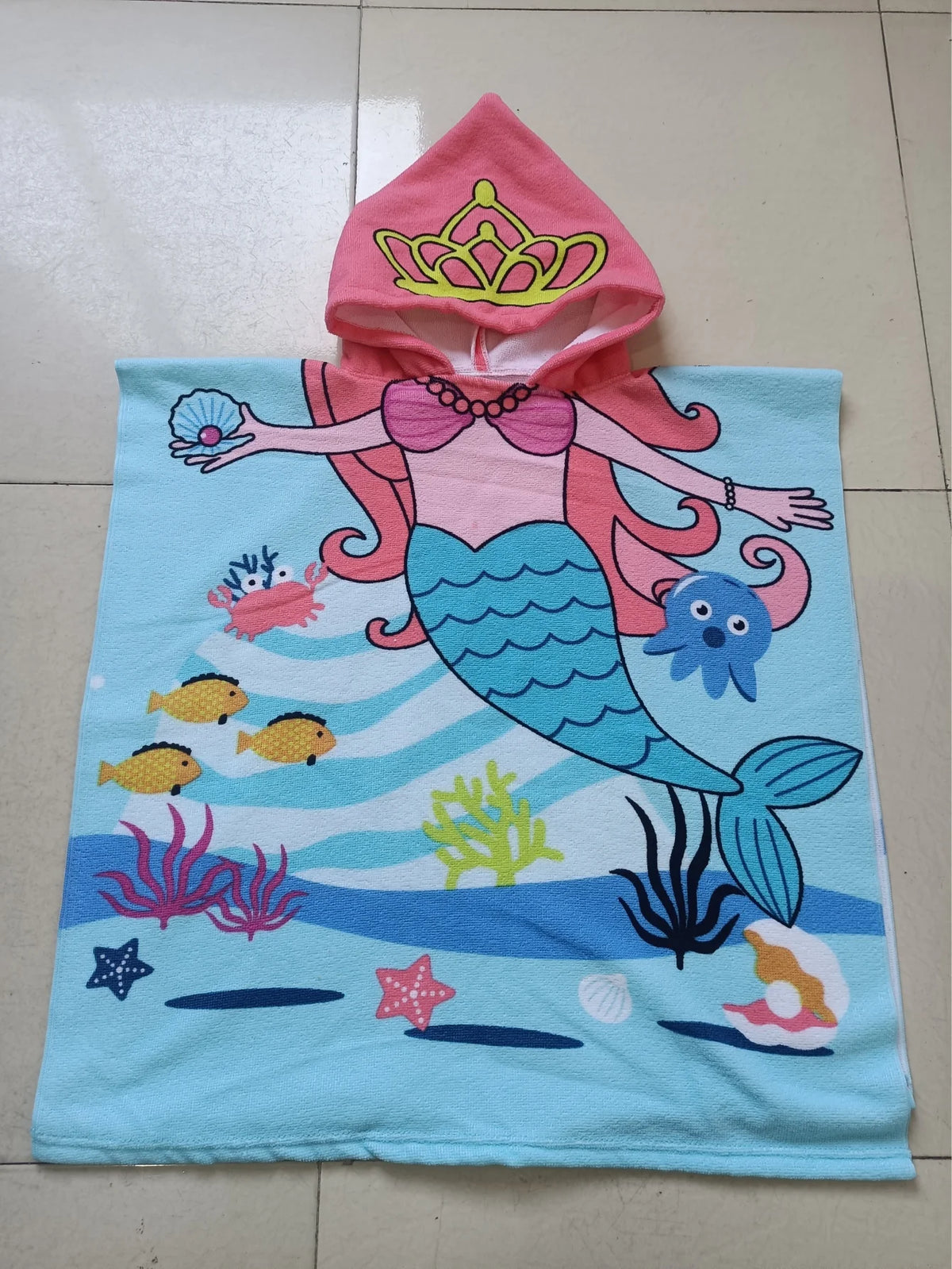 Kids Hooded Beach Towel Poncho – Microfibre Swim Cover for Girls 2–6 Years