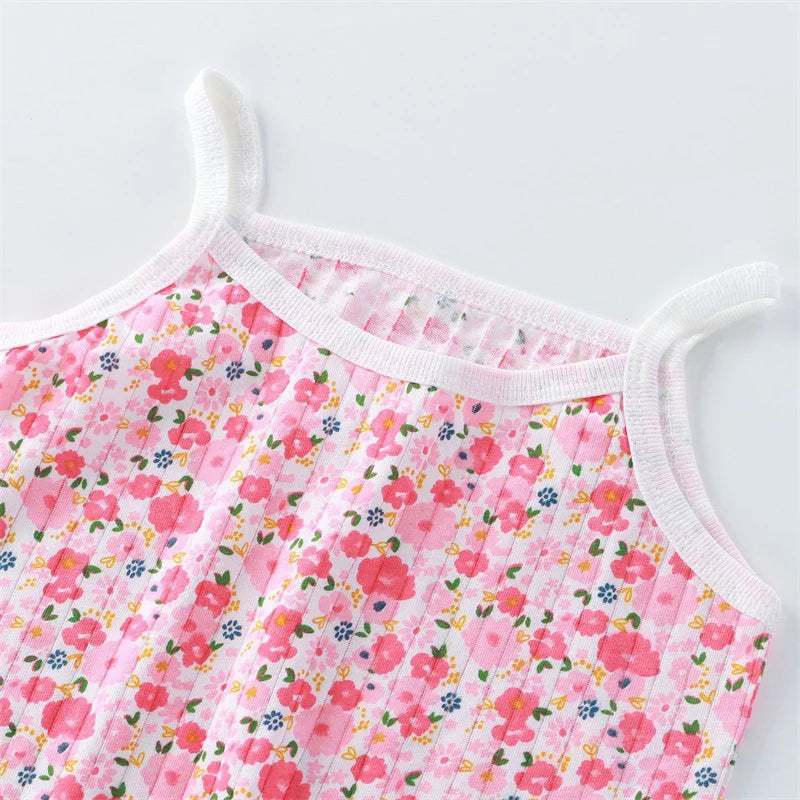Kids Cotton Vest & Shorts Loungewear Set | Sleeveless Summer Suit for Girls Ages 0–5