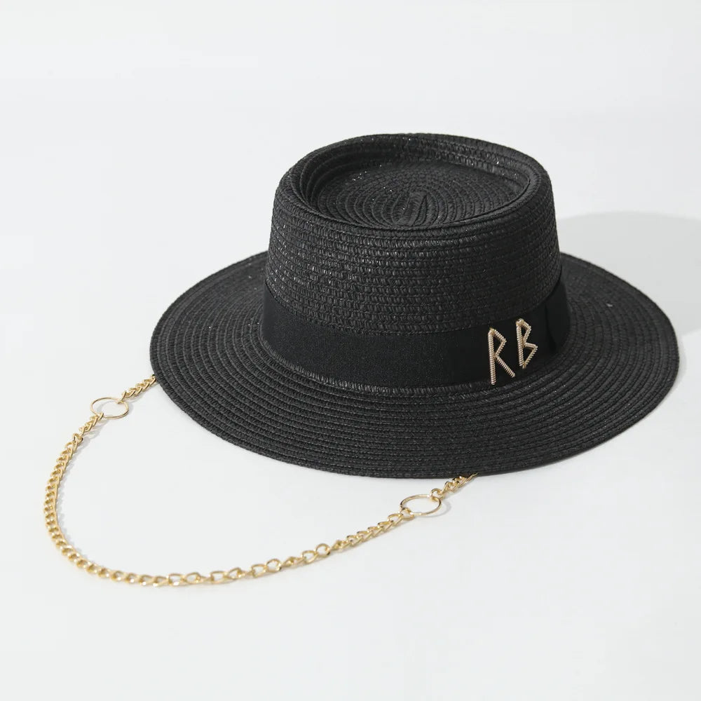 Elegant Ribbon Straw Sun Hat – Women's Beach & Party Hat