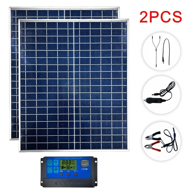 Monocrystalline Solar Panel with Aluminum Frame | 12V Battery Charger for RV, Camping & Off-Grid