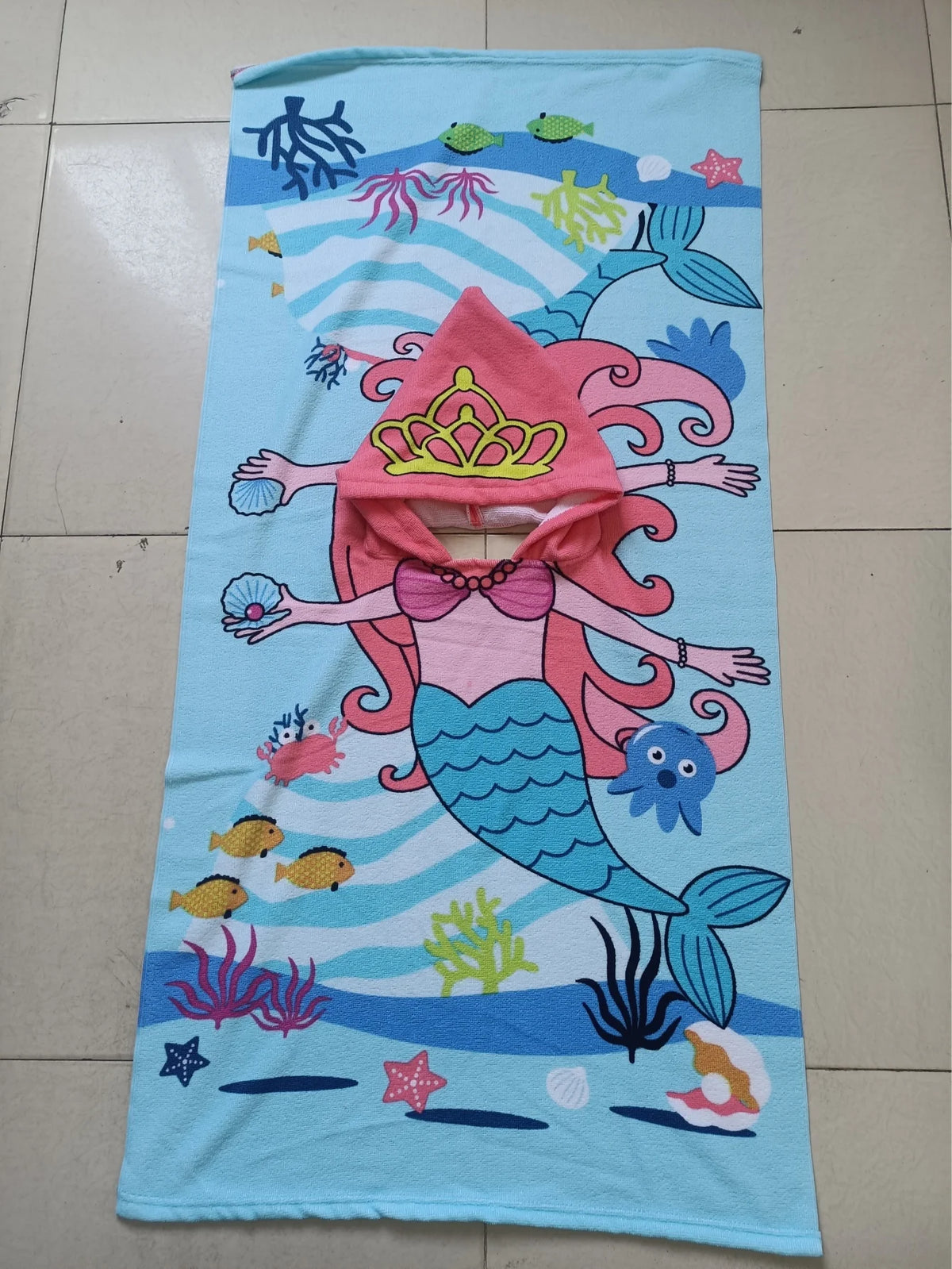 Kids Hooded Beach Towel Poncho – Microfibre Swim Cover for Girls 2–6 Years