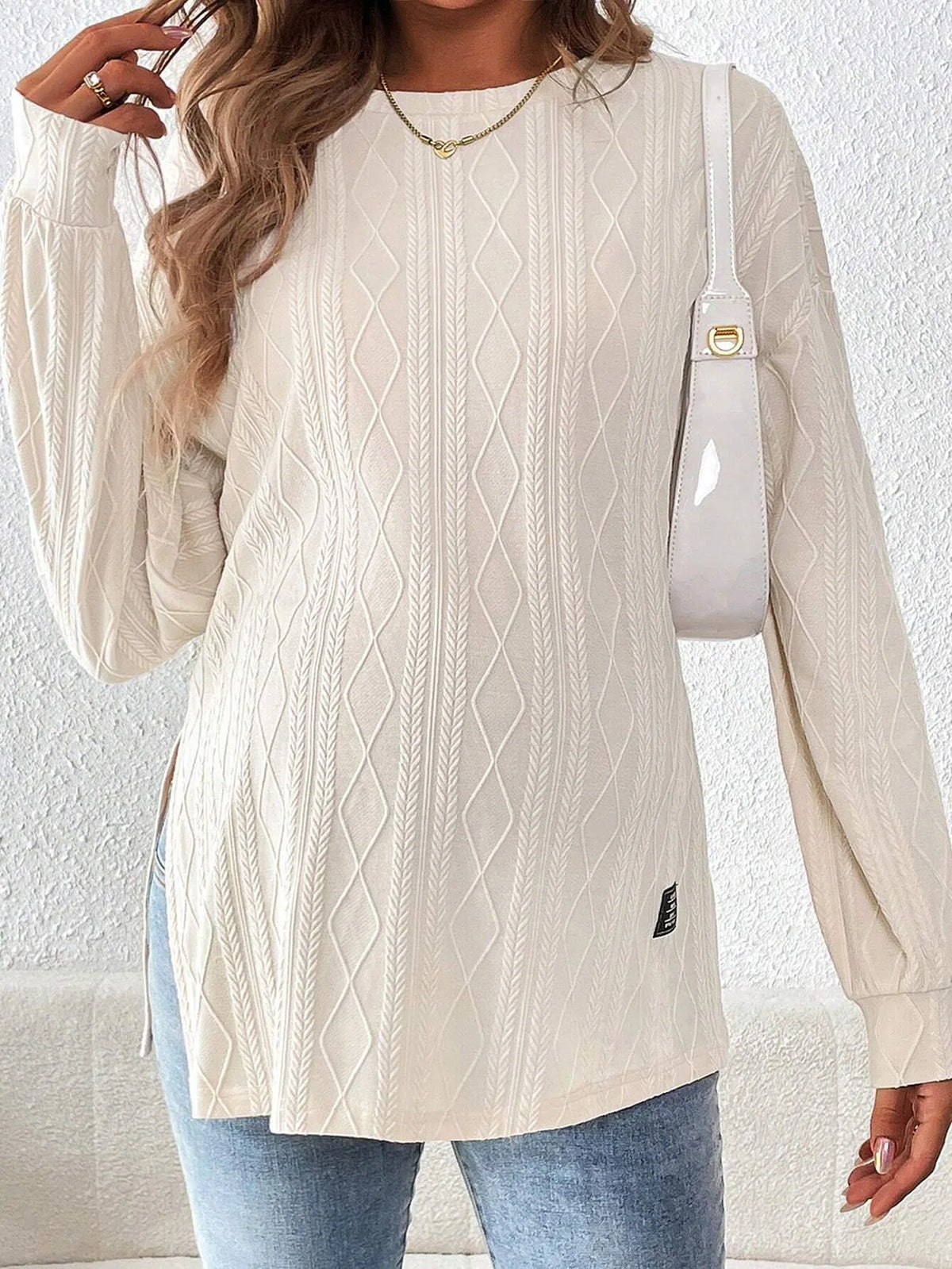Maternity Long Sleeve Round-Neck T-Shirt – Comfortable Pregnancy Top | S–XXL