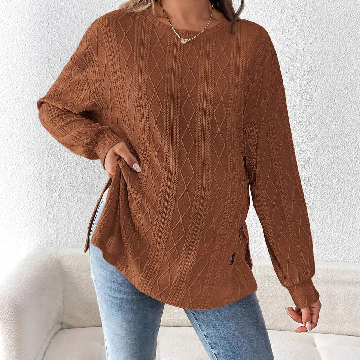 Maternity Long Sleeve Round-Neck T-Shirt – Comfortable Pregnancy Top | S–XXL