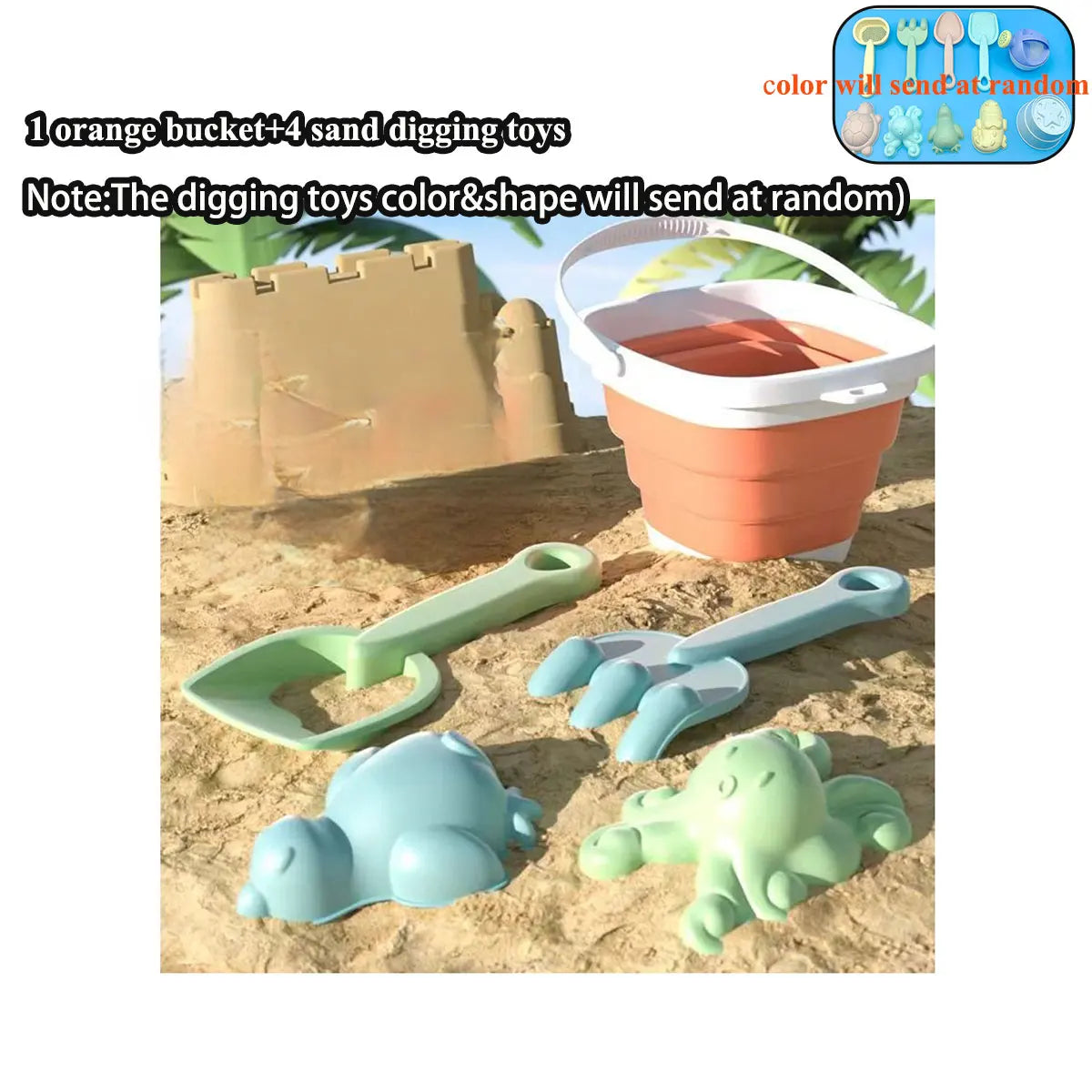 Kids Beach Sand Play Set | Folding Bucket & Sandbox Toys – 1, 5 or 11 Piece