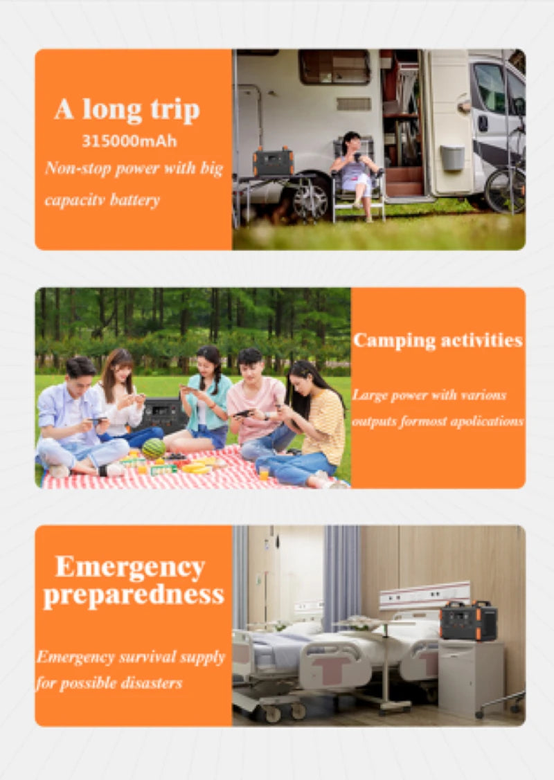 Portable Power Station – LiFePO4 Battery 1200W–3000W with Fast Charging for Camping, Load Shedding & Emergencies