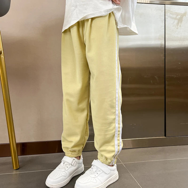 Kids Summer Elastic Waist Pants | 1 or 3-Piece Solid Colour Sports & Mosquito Pants for Boys & Girls