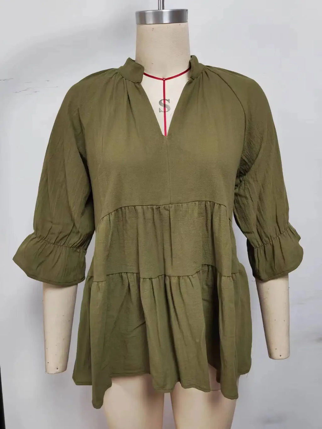 Women's V-Neck Pleated Loose Blouse – Casual Spring Summer Short Top | S–XXL
