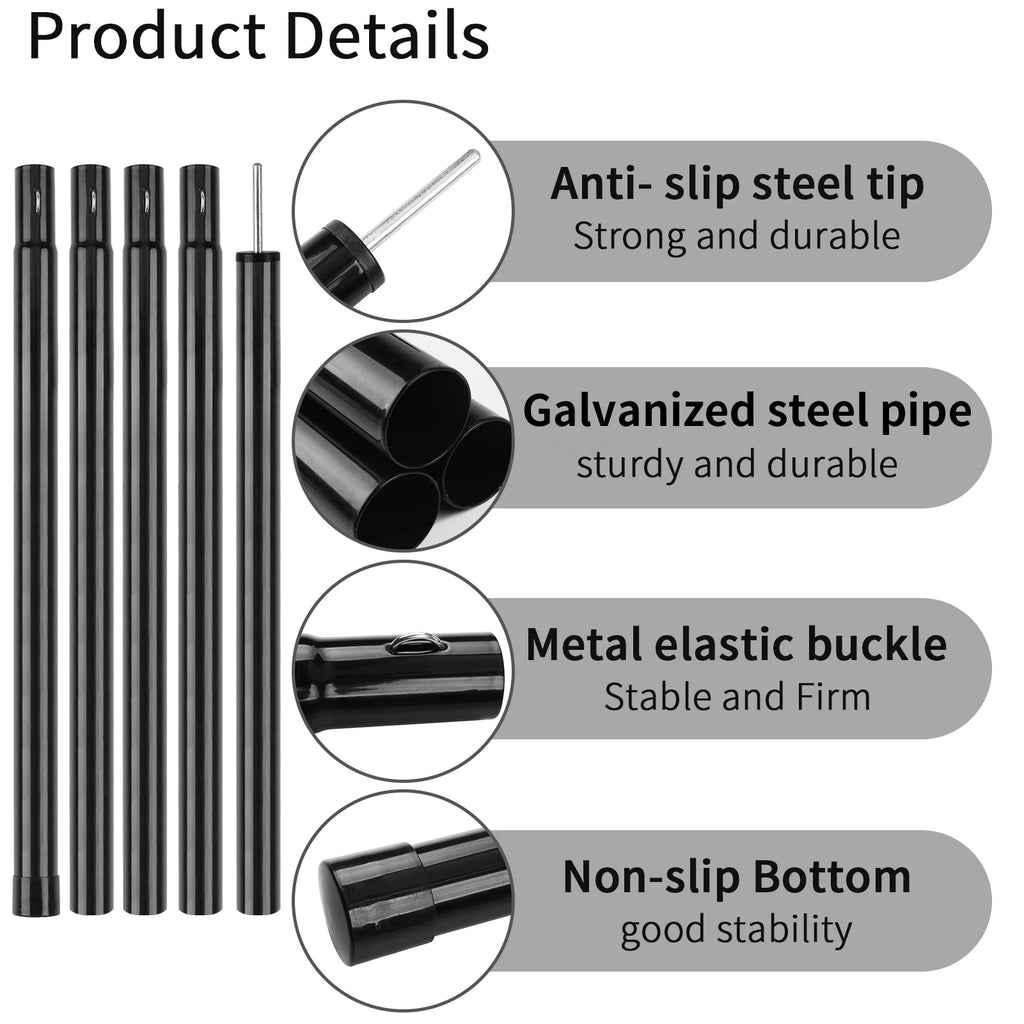 Camping Tarp & Awning Poles – Adjustable Caravan Porch Shelter Support