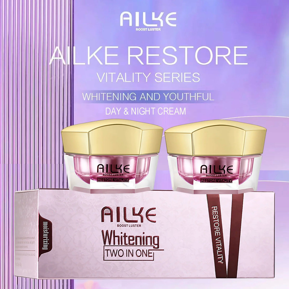 AILKE Hyaluronic Acid Whitening & Anti-Wrinkle Face Cream Set – All Skin Types