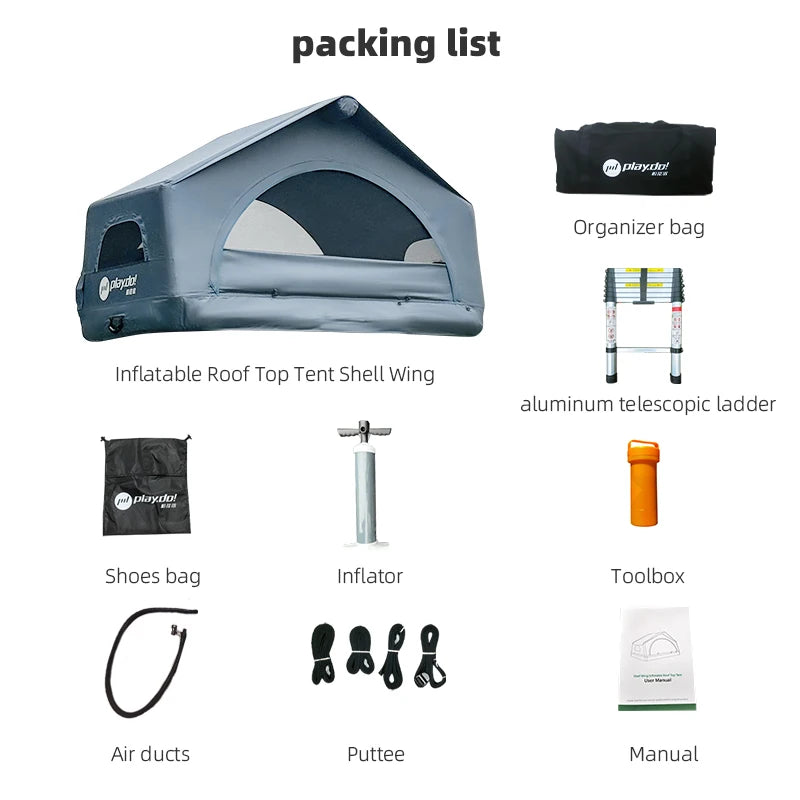 Inflatable Rooftop Tent – 4x4 SUV Car Roof Top Glamping Tent | 4-Season