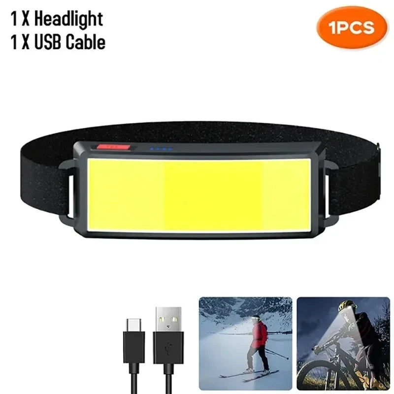 LED Induction Headlamp — 4 Modes, Gesture Sensor, Type-C Rechargeable | Camping, Fishing & Hiking