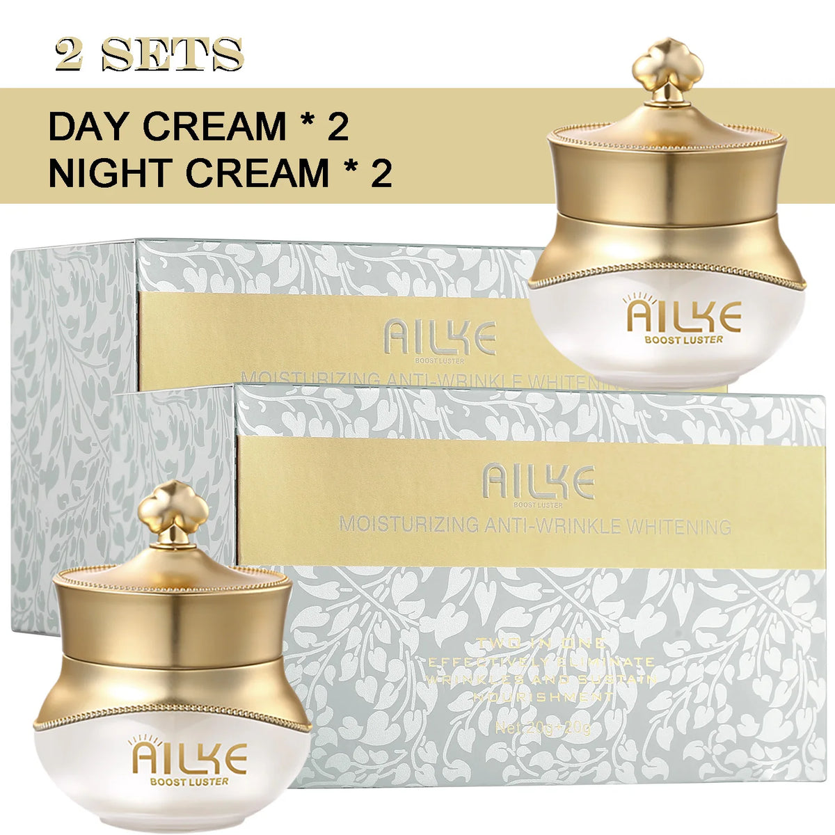 AILKE White Rose Whitening Face Care Set – Hyaluronic Acid, Anti-Wrinkle & Dark Spot Reduction