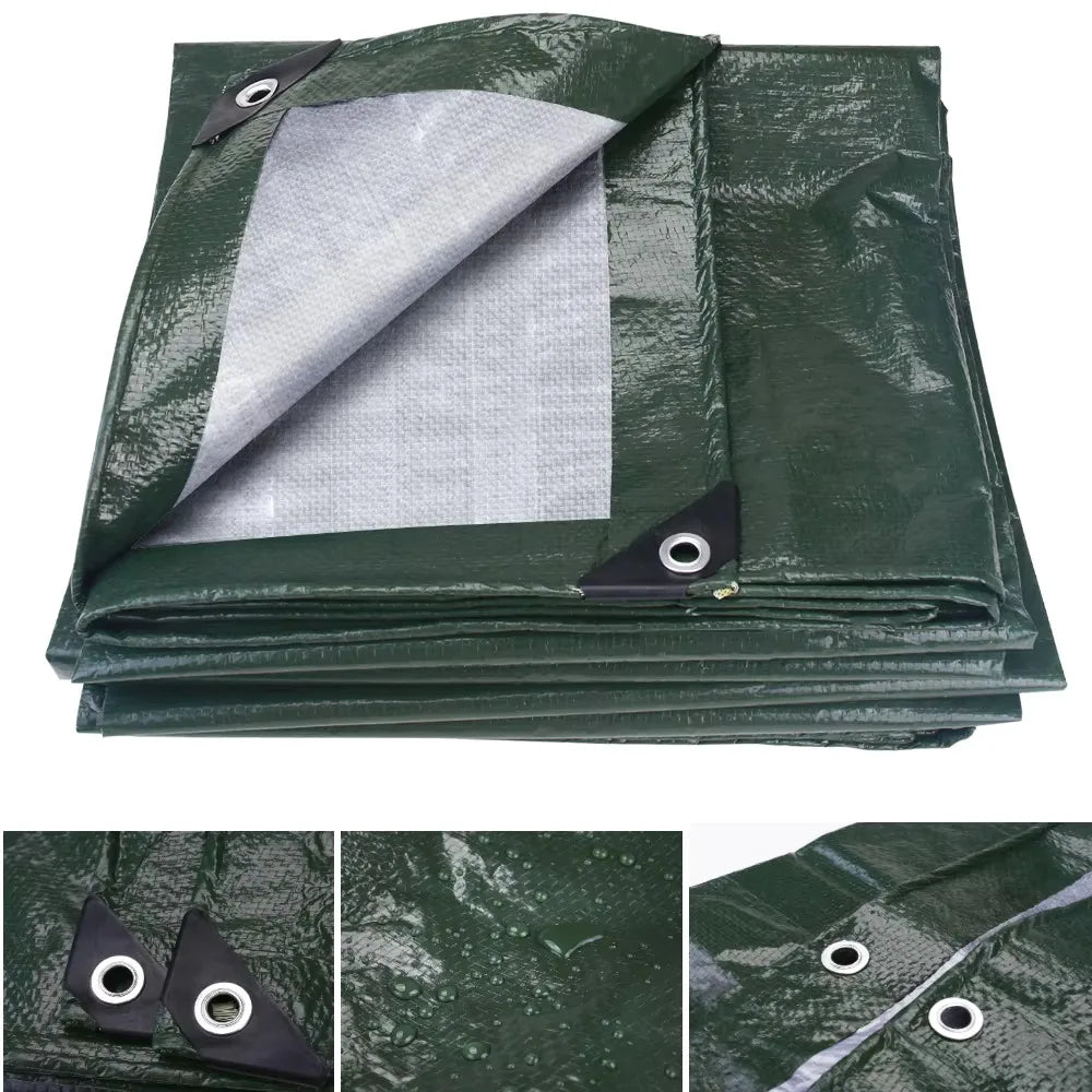 Large Waterproof PE Tarp – Camping Shade Sail, Canopy & Sun Shelter (2–5m Sizes)