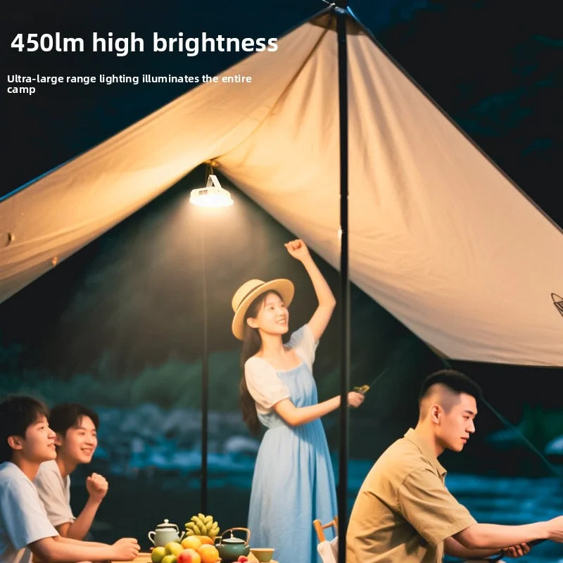 Solar Hanging Camping Lamp with Digital Power Display — Rechargeable, Phone Charging, 6 Light Modes