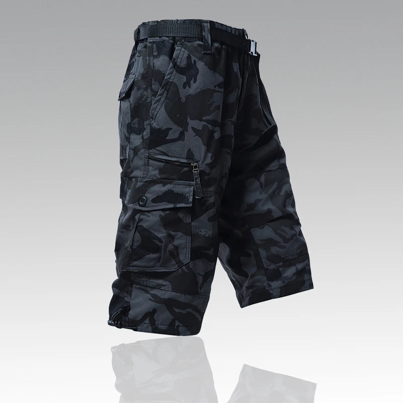 Men's 3/4 Cotton Cargo Shorts with Belt — Zipper Fly, Knee Length | Hiking, Camping & Outdoor Wear
