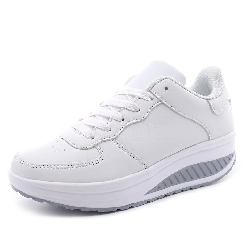 Women's Wedge Platform Leather Sneakers – Breathable Waterproof Casual Shoes | EU 35–43