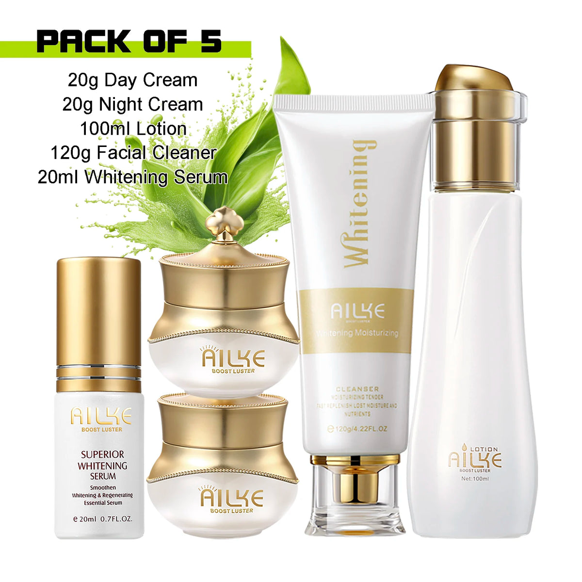 AILKE White Rose Whitening Face Care Set – Hyaluronic Acid, Anti-Wrinkle & Dark Spot Reduction