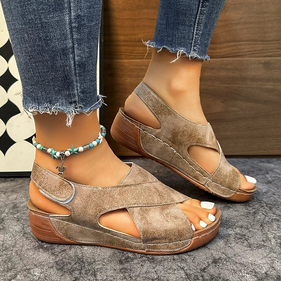Women's Soft Wedge Heeled Sandals – Peep Toe Lightweight Summer Shoes | Sizes 36–43