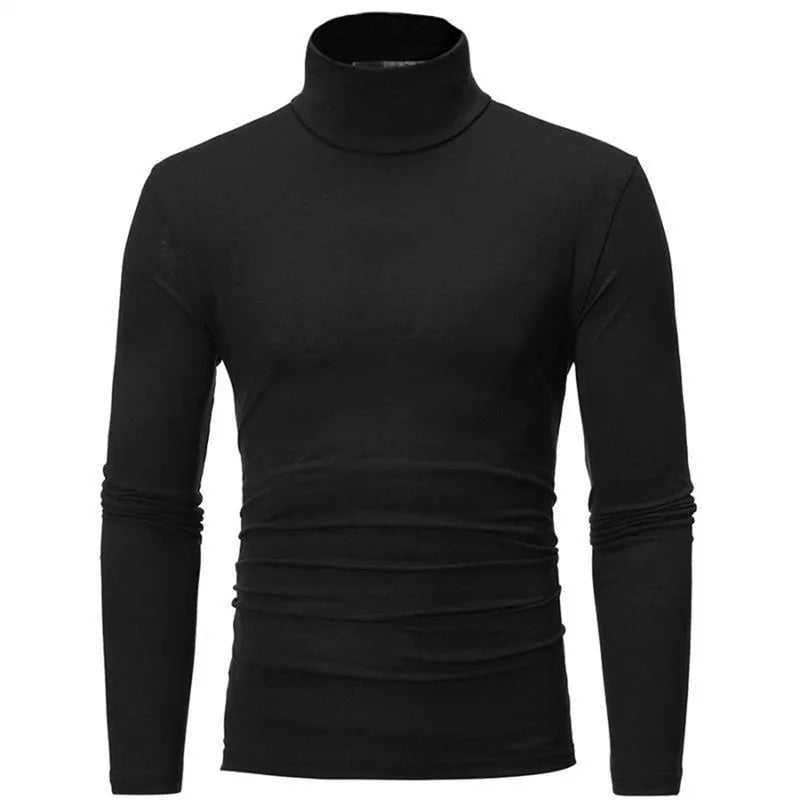 Men's Thermal Long Sleeve Top – Slim Fit High Neck Base Layer for Winter