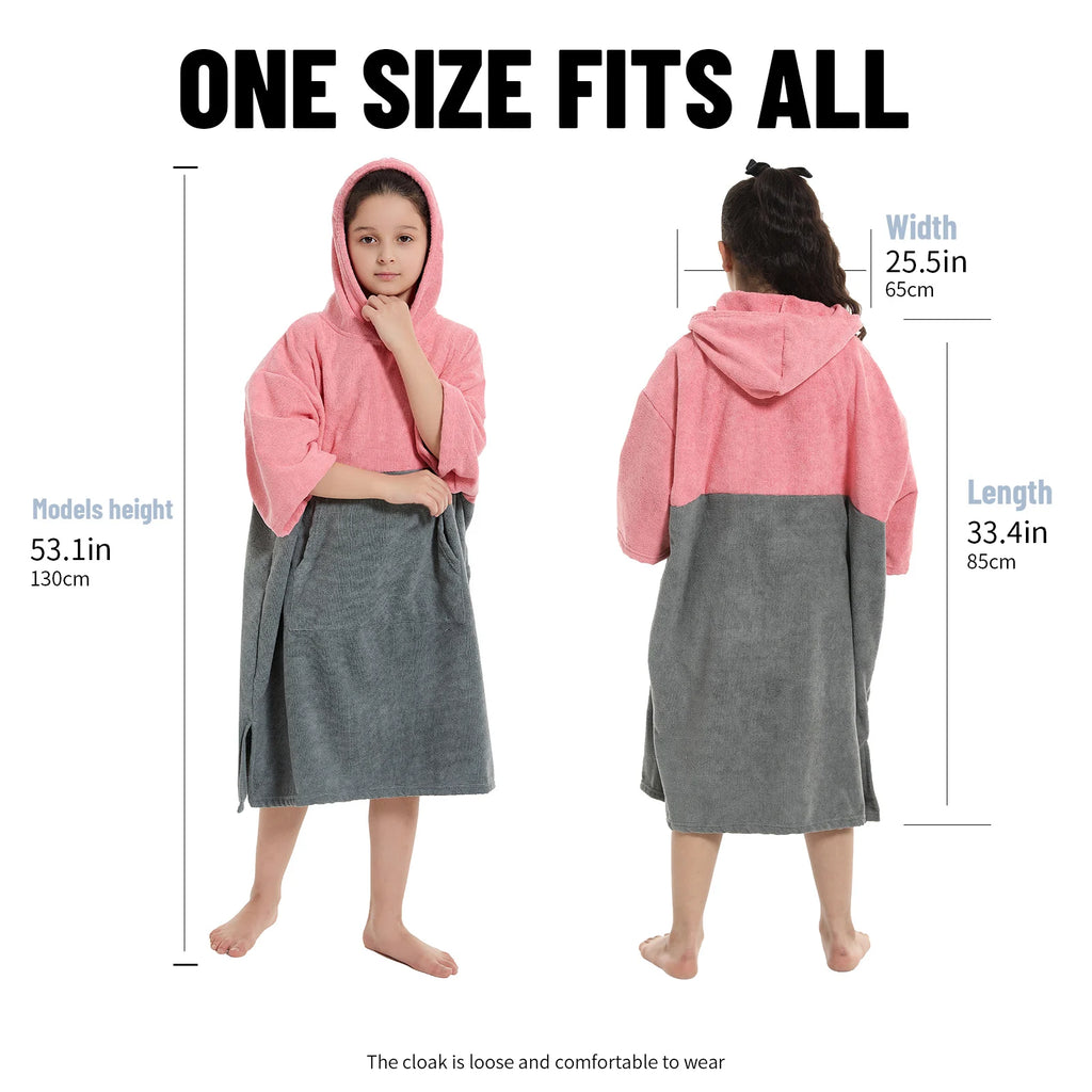 Kids Changing Towel Robe – Quick-Dry Microfibre Surf Poncho for Beach & Pool