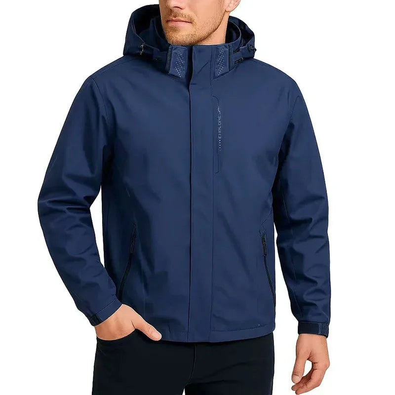 Men's Outdoor Windbreaker Jacket – Hooded & Waterproof