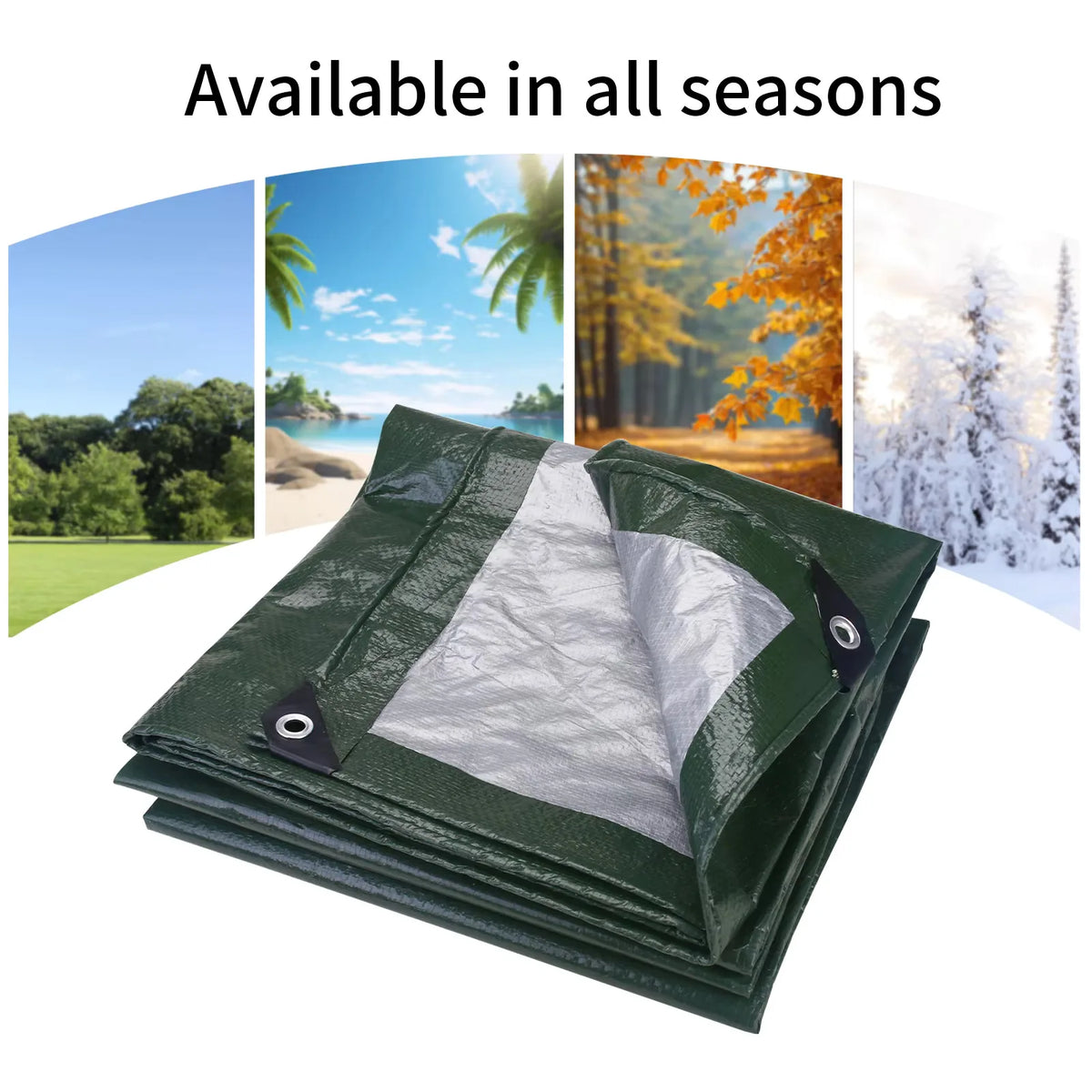 Large Waterproof PE Tarp – Camping Shade Sail, Canopy & Sun Shelter (2–5m Sizes)
