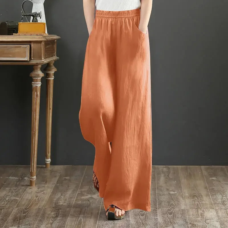 Women's Linen Baggy High Waist Trousers – Loose Elegant Slacks | S–3XL