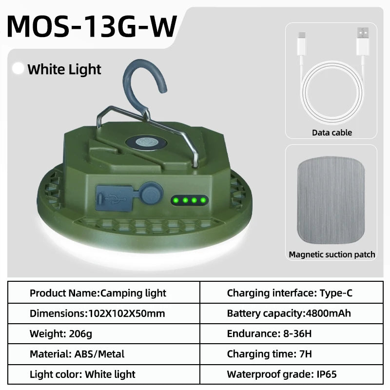 MOSLIGHTING Rechargeable Camping Lantern — 600LM/800LM, Dual Colour, Power Bank | Tent Lamp & Emergency Light