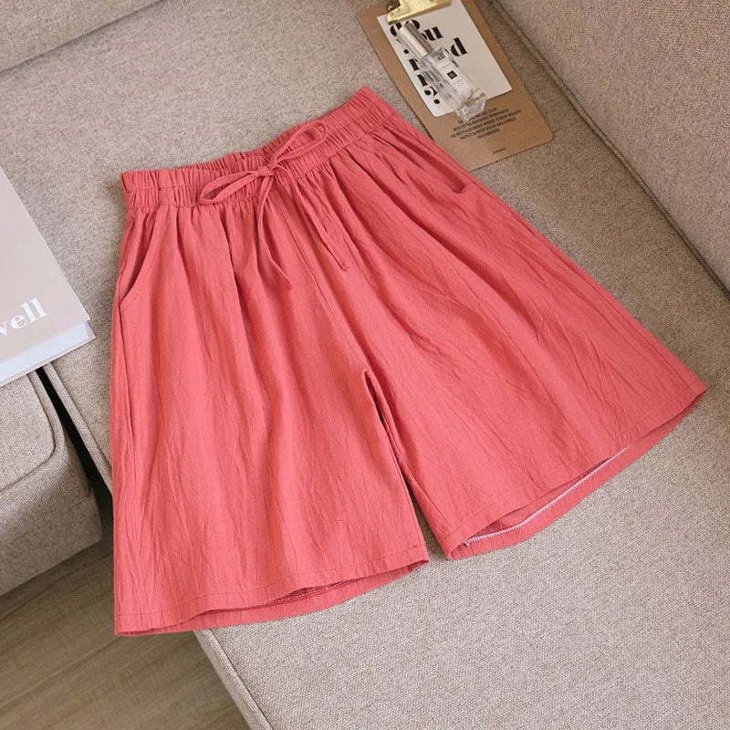 Women's Cotton Linen Wide Leg Shorts – High Waist Casual Knee-Length | M–XXXL