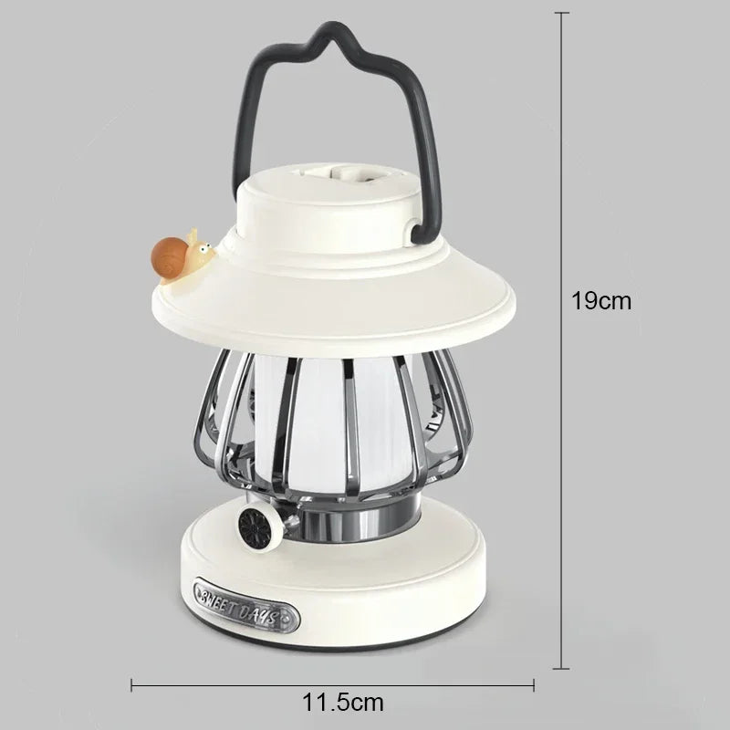 Retro LED Camping Lamp – USB-C Rechargeable, 3 Colour Modes & Stepless Dimming