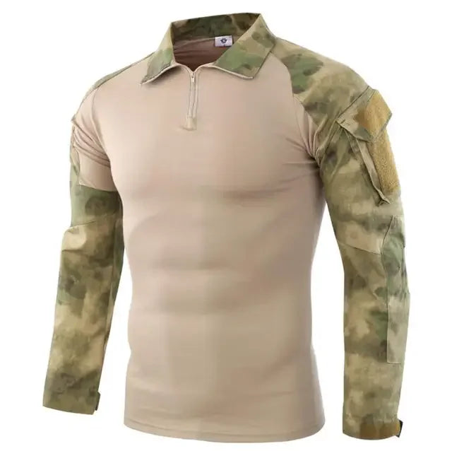 Men's Tactical Military Long Sleeve Hiking T-Shirt — Moisture-Wicking, CP Camo Style | Hunting, Climbing & Outdoor
