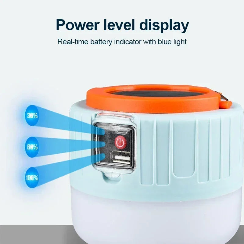 LED Camping Lantern with Remote Control & Power Bank — Solar/USB Rechargeable, Waterproof