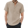 FURCW Men's Cotton-Linen Short Sleeve Shirt — Breathable, Solid Colour | Casual Summer T-Shirt