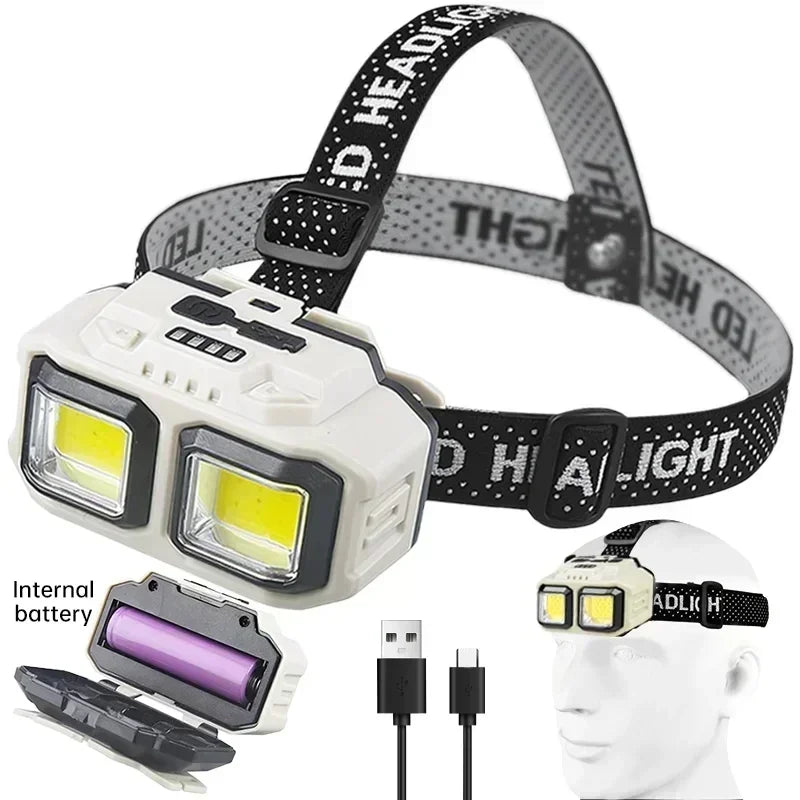 LED Induction Headlamp — 4 Modes, Gesture Sensor, Type-C Rechargeable | Camping, Fishing & Hiking