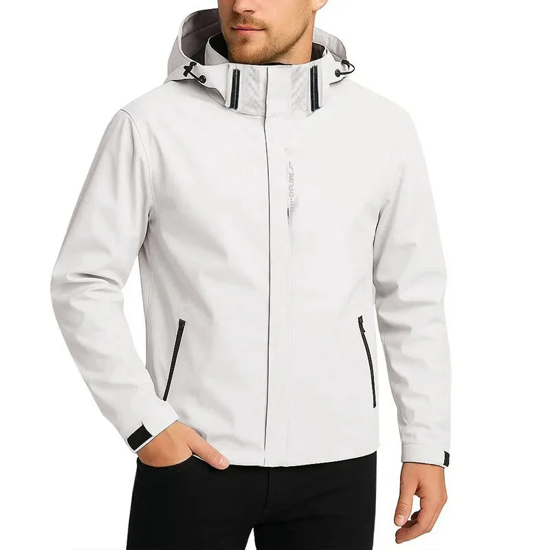 Men's Outdoor Windbreaker Jacket – Hooded & Waterproof
