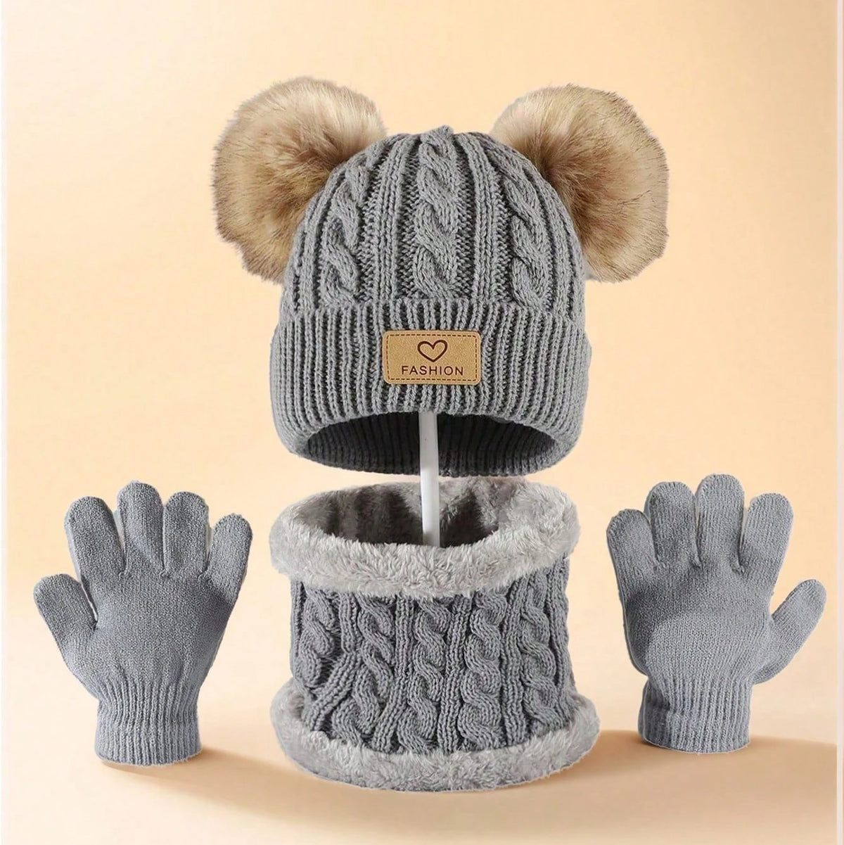 3-Piece Kids Winter Hat, Neck Warmer & Gloves Set | Cute & Warm for Boys and Girls Ages 2–12