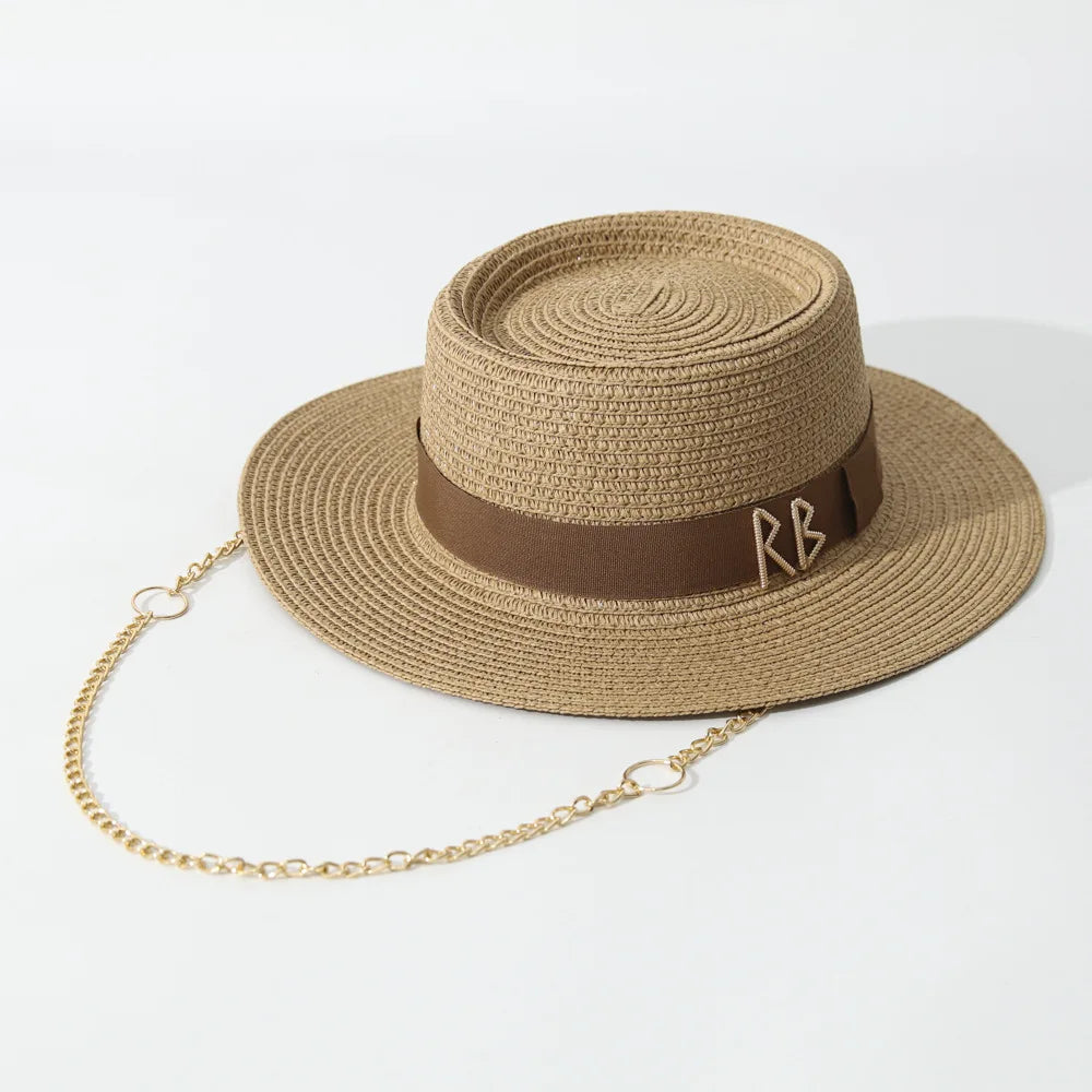 Elegant Ribbon Straw Sun Hat – Women's Beach & Party Hat